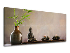 Industrial tablou pe pânză cu motivul PANORAMĂ FENG SHUI, feng shui, peisaj, natură în gri nuanțe, atmosferă liniștită, pace interioară și natură – principală
