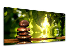 Clasic tablou pe pânză cu motivul PANORAMĂ FENG SHUI, feng shui, hartă în maro-verde nuanțe, atmosferă liniștită, pace interioară și natură – principală