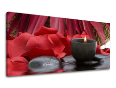 Clasic tablou pe pânză cu motivul PANORAMĂ FENG SHUI, feng shui în roșu-negru nuanțe, atmosferă liniștită, romantism, potrivit pentru sufragerie – principală