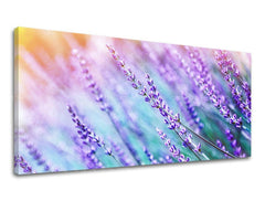 Clasic tablou cu motivul PANORAMĂ FLORI, lavandă, flori în violet-albastru nuanțe | Tablou de perete PANORAMĂ FLORI, natură și atmosferă de primăvară – previzualizare