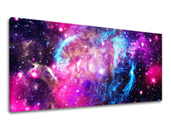 În stil boho tablou cu motivul PANORAMĂ UNIVERS, stele, galaxie în violet-albastru nuanțe | Tablou de perete PANORAMĂ UNIVERS – previzualizare