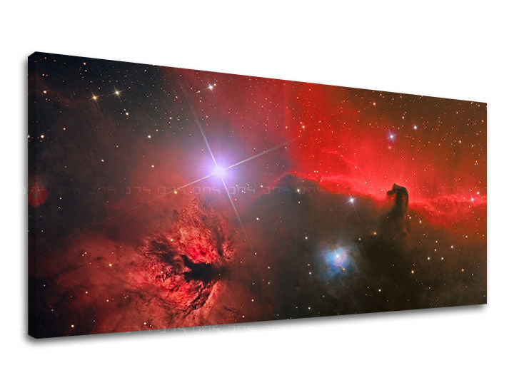 Modern tablou pe pânză cu motivul PANORAMĂ UNIVERS, stele, peisaj, natură, univers în alb-albastru nuanțe, atmosferă maiestuoasă, potrivit pentru birou – principală