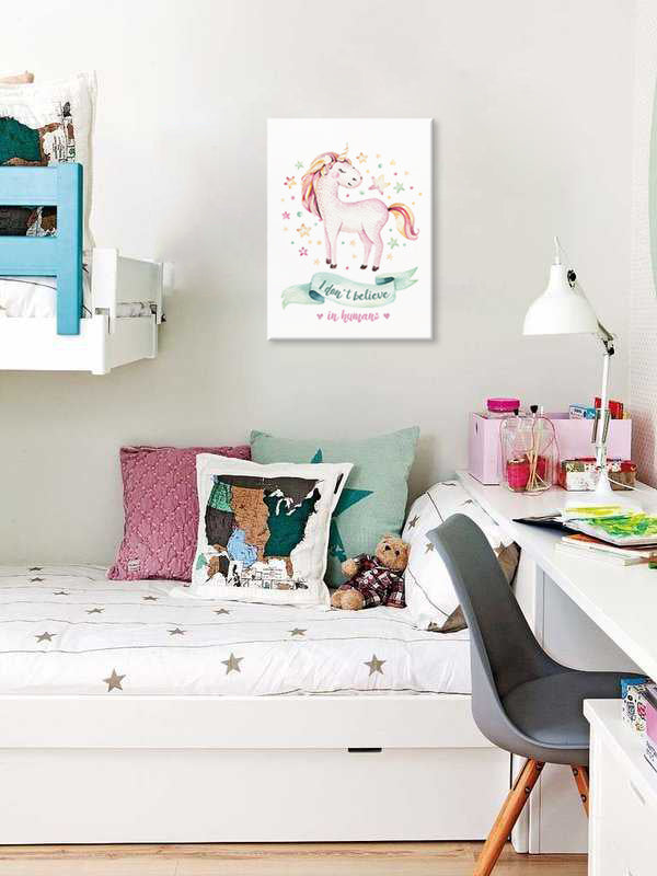 În stil boho tablou pe pânză cu motivul PENTRU COPII, stele, motiv pentru copii în multicolor nuanțe, atmosferă capricioasă, copilărie și vise, potrivit pentru cameră de copii – principală