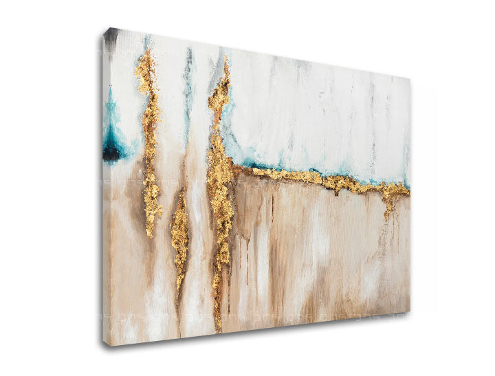 Pictat manual tablou pe pânză cu motivul natură în alb-bej nuanțe, atmosferă liniștită, minimalism și natură, potrivit pentru sufragerie | Tablou pictat de perete ABSTRACT – produs, vedere 2