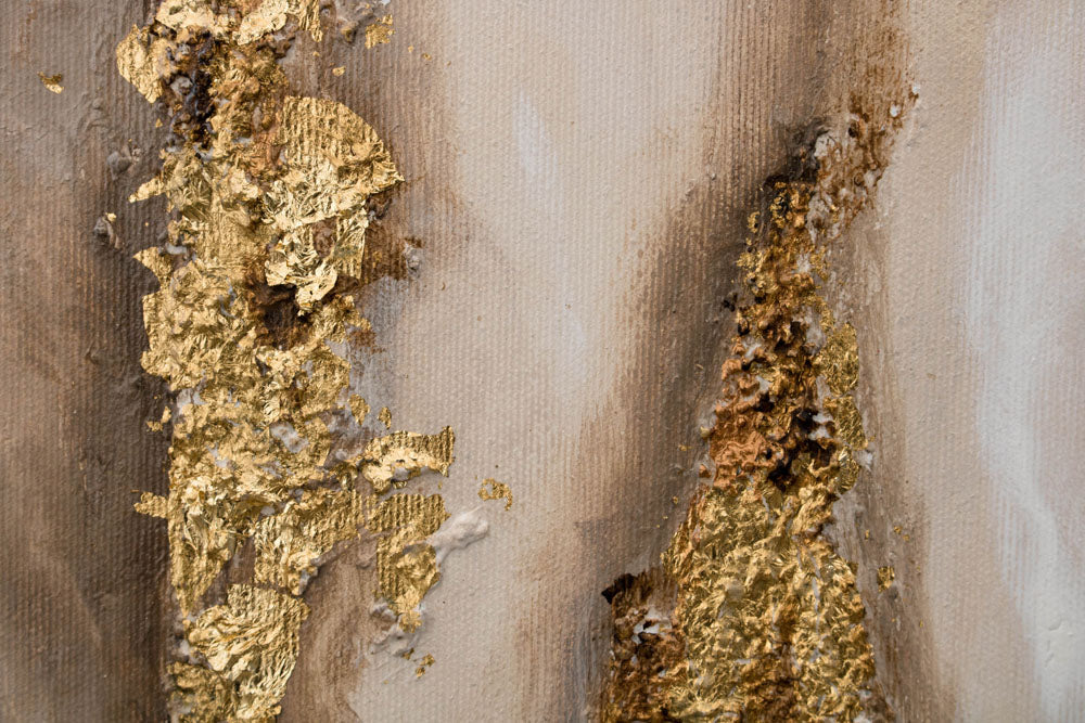 Pictat manual tablou pe pânză cu motivul natură în alb-bej nuanțe, atmosferă liniștită, minimalism și natură, potrivit pentru sufragerie | Tablou pictat de perete ABSTRACT – produs, vedere 3