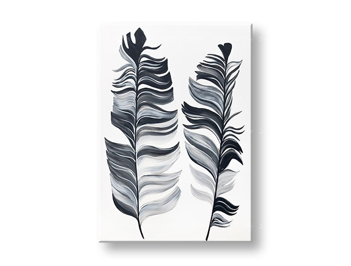 În stil scandinav tablou cu motivul PIERKA, natură în alb-gri nuanțe | Tablou pictat de perete PIERKA, natură și minimalism – previzualizare