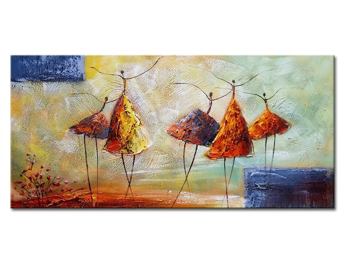 Tablou de perete pictată manual DANCERS 40 x 80 cm