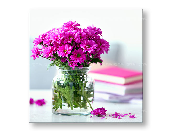 În stil boho tablou pe pânză cu motivul FLORI ROZ, flori, hartă, natură în roz-verde nuanțe, atmosferă veselă, atmosferă de primăvară și natură – principală