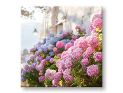 Clasic tablou pe pânză cu motivul FLORI ROZ, flori, grădină, peisaj, hartă în violet-albastru nuanțe, atmosferă liniștită, potrivit pentru bucătărie – principală [XOBKV157E12]