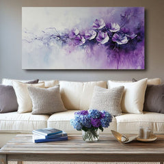Modern tablou pe pânză cu motivul fialová poézia, flori în violet-alb nuanțe, atmosferă liniștită, natură și eleganță | Tablou fialová poézia – produs, vedere 2