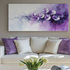 Modern tablou pe pânză cu motivul fialová poézia, flori în violet-alb nuanțe, atmosferă liniștită, natură și eleganță | Tablou fialová poézia – produs