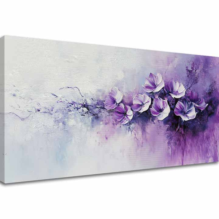 Modern tablou pe pânză cu motivul fialová poézia, flori în violet-alb nuanțe, atmosferă liniștită, natură și eleganță | Tablou fialová poézia – principală