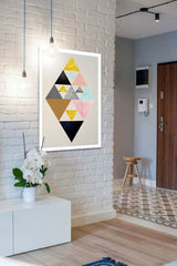 În stil boho tablou pe pânză cu motivul Prediction, modele geometrice, hartă, animal în multicolor nuanțe agățat în interiorul hol | Tablou de perete Prediction – interior