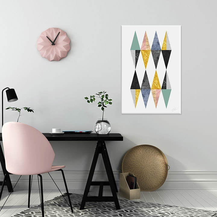 Minimalist tablou pe pânză cu motivul Reality vs Depth, natură în multicolor nuanțe agățat în interiorul birou, atmosferă liniștită – interior