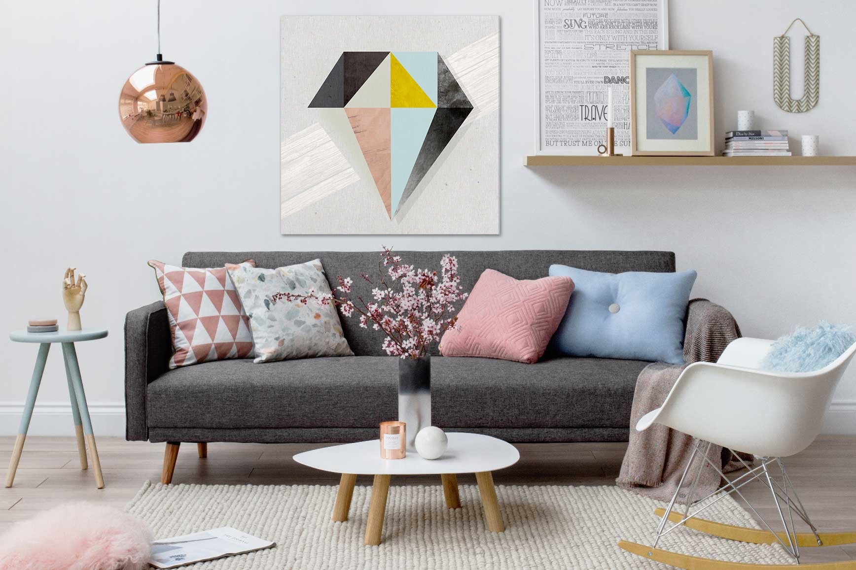 Pop art tablou cu motivul Shade or Boundary în alb-portocaliu nuanțe | Tablou de perete Shade or Boundary – previzualizare