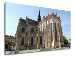 Clasic tablou pe pânză cu motivul SLOVACIA, arhitectură, motiv religios, motiv slovac în bej-albastru nuanțe, atmosferă liniștită, potrivit pentru birou – principală