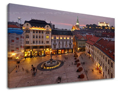 Clasic tablou pe pânză cu motivul SLOVACIA, castel, arhitectură, motiv pentru copii, hartă în violet-roz nuanțe, atmosferă liniștită, potrivit pentru birou – principală