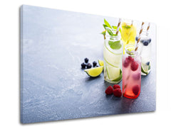 Industrial tablou pe pânză cu motivul LETNÝ DRINK în albastru-verde nuanțe, potrivit pentru bucătărie | Tablou de perete LETNÝ DRINK_088-11 – produs