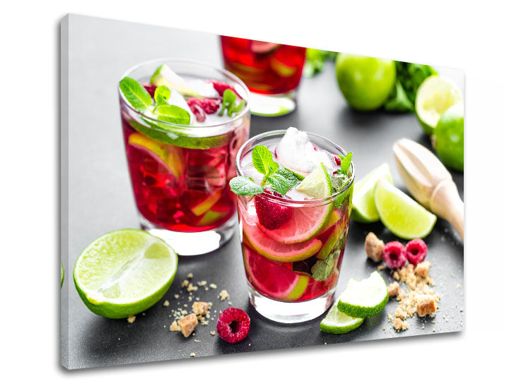Clasic tablou pe pânză cu motivul LETNÝ DRINK în verde-roșu nuanțe, potrivit pentru bucătărie | Tablou de perete LETNÝ DRINK_089-11 – produs