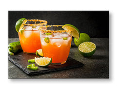Industrial tablou pe pânză cu motivul LETNÝ DRINK în portocaliu-verde nuanțe, potrivit pentru bucătărie | Tablou de perete LETNÝ DRINK_090-11 – principală