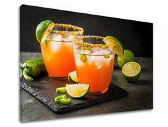 Industrial tablou pe pânză cu motivul LETNÝ DRINK în portocaliu-verde nuanțe, potrivit pentru bucătărie | Tablou de perete LETNÝ DRINK_090-11 – produs