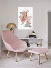 Geometric tablou pe pânză cu motivul Supposed Head 2nd Motif, hartă în alb-albastru nuanțe agățat în interiorul sufragerie, atmosferă liniștită – interior