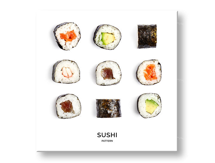 Industrial tablou pe pânză cu motivul SUSHI, natură în alb-negru nuanțe, potrivit pentru bucătărie | Tablou de perete SUSHI_067-12 – principală