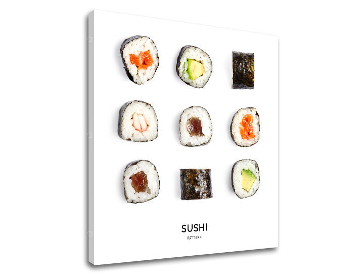 Industrial tablou pe pânză cu motivul SUSHI, natură în alb-negru nuanțe, potrivit pentru bucătărie | Tablou de perete SUSHI_067-12 – produs