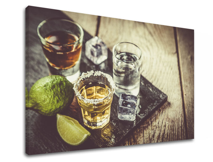 Vintage tablou pe pânză cu motivul TEQUILA, hartă în verde nuanțe, celebrare, potrivit pentru bucătărie | Tablou de perete TEQUILA_075-11 – produs
