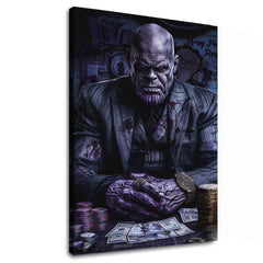 Modern tablou pe pânză cu motivul Thanos: Vládca nekonečna în violet-auriu nuanțe, forță și putere | Tablou Thanos: Vládca nekonečna – principală