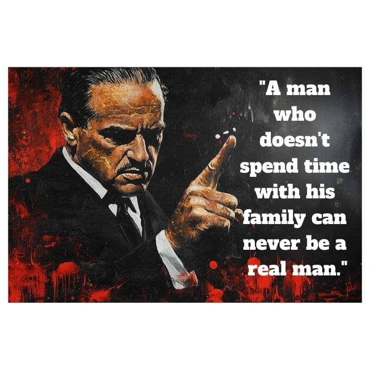 Pop art tablou pe pânză cu motivul The Godfather na pânză, bărbat în costum în negru-roșu nuanțe, atmosferă intensă, familie și forță și putere – principală