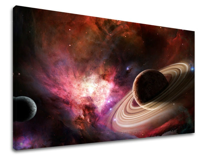 Clasic tablou cu motivul stele, univers în violet-portocaliu nuanțe | Tablou de perete UNIVERS, decorațiune de perete – previzualizare