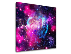 Clasic tablou pe pânză cu motivul stele, galaxie, univers în violet-albastru nuanțe, atmosferă eterică, potrivit pentru birou | Tablou de perete UNIVERS – principală