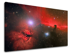 Clasic tablou pe pânză cu motivul stele, univers în albastru-roșu nuanțe, atmosferă maiestuoasă, natură, potrivit pentru birou de lucru | Tablou de perete UNIVERS – principală