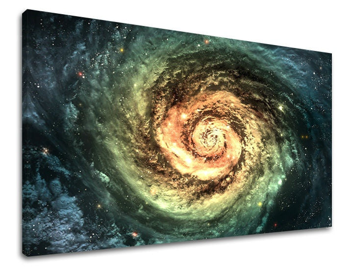 Clasic tablou pe pânză cu motivul stele, hartă, univers în albastru-verde nuanțe, potrivit pentru birou | Tablou de perete UNIVERS – principală