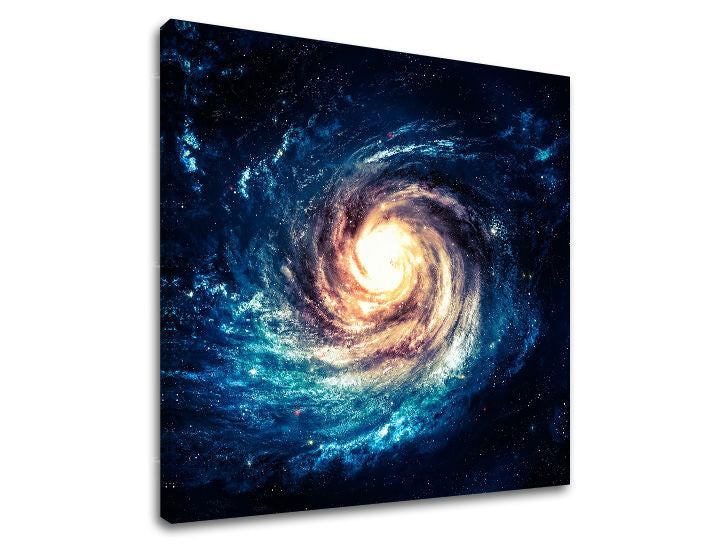 Pop art tablou pe pânză cu motivul stele, univers în alb-albastru nuanțe, potrivit pentru birou | Tablou de perete UNIVERS – principală