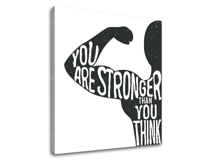 Modern tablou cu motivul You are stronger, citat motivațional, natură în alb-negru nuanțe | Motivațional tablou de perete You are stronger, forță – previzualizare