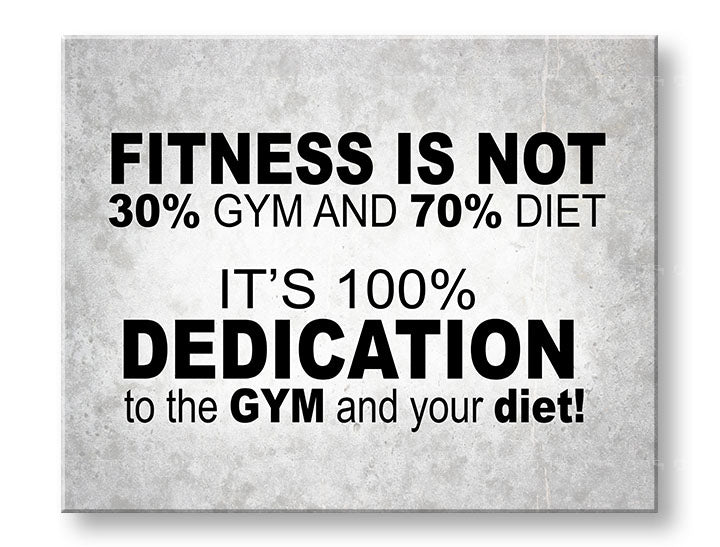 Modern tablou pe pânză cu motivul Fitness is not, citat motivațional, natură în alb-gri nuanțe, potrivit pentru birou de lucru | Motivațional tablou de perete Fitness is not – principală