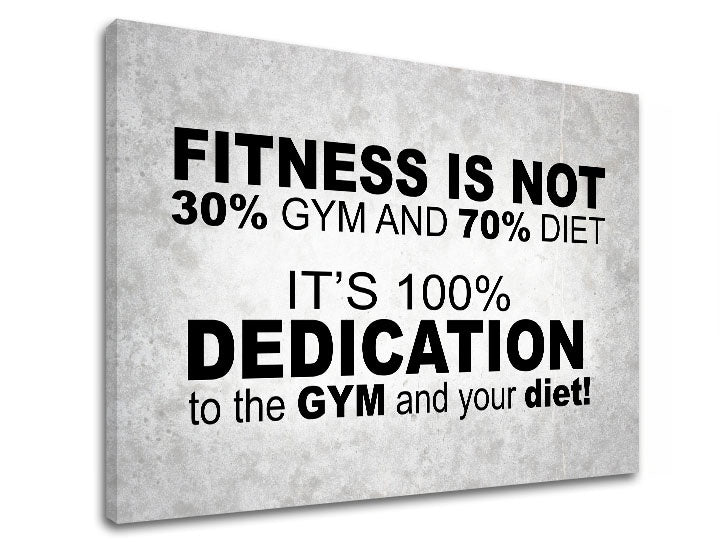 Modern tablou cu motivul Fitness is not, citat motivațional, natură în alb-gri nuanțe | Motivațional tablou de perete Fitness is not – previzualizare