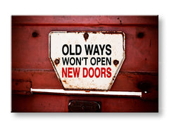 Industrial tablou pe pânză cu motivul Old ways, citat motivațional în alb-roșu nuanțe, potrivit pentru birou | Motivațional tablou de perete Old ways_001 – principală