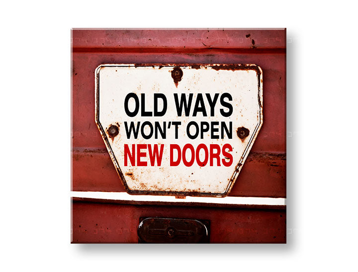 Vintage tablou pe pânză cu motivul Old ways, citat motivațional în alb-roșu nuanțe, potrivit pentru birou | Motivațional tablou de perete Old ways_002 – principală