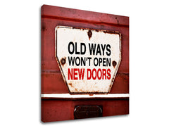 Vintage tablou pe pânză cu motivul Old ways, citat motivațional în alb-roșu nuanțe, potrivit pentru birou | Motivațional tablou de perete Old ways_002 – produs