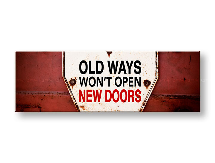 Vintage tablou pe pânză cu motivul Old ways, citat motivațional în alb-roșu nuanțe, potrivit pentru hol | Motivațional tablou de perete Old ways_003 – principală