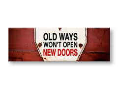 Vintage tablou pe pânză cu motivul Old ways, citat motivațional în alb-roșu nuanțe, potrivit pentru hol | Motivațional tablou de perete Old ways_003 – principală