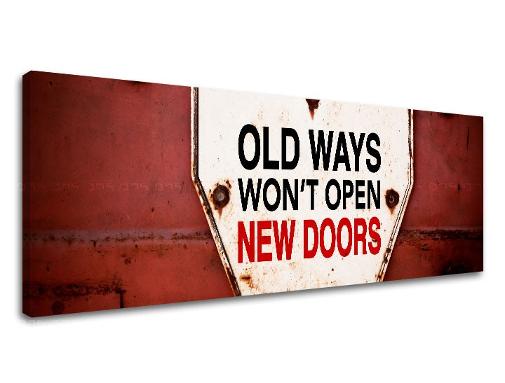 Vintage tablou cu motivul Old ways, citat motivațional în alb-roșu nuanțe | Motivațional tablou de perete Old ways_003 – previzualizare