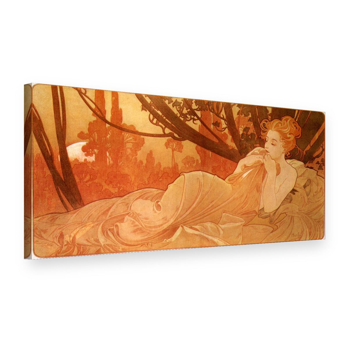 Tablou pe pânză Amurgul – Alfons Mucha, vedere 3D