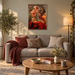 Tablou pe pânză Biscuiții Lefèvre-Utile – Alfons Mucha în living
