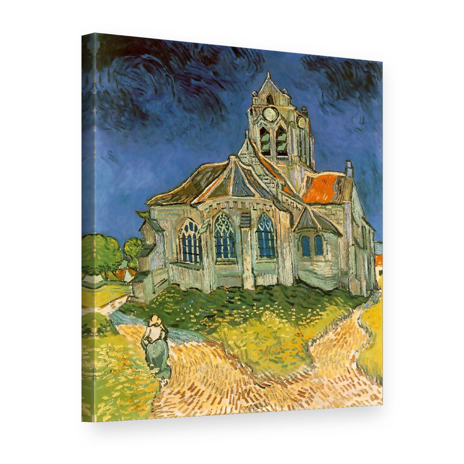 Tablou pe pânză Biserica din Auvers – Vincent van Gogh, vedere 3D