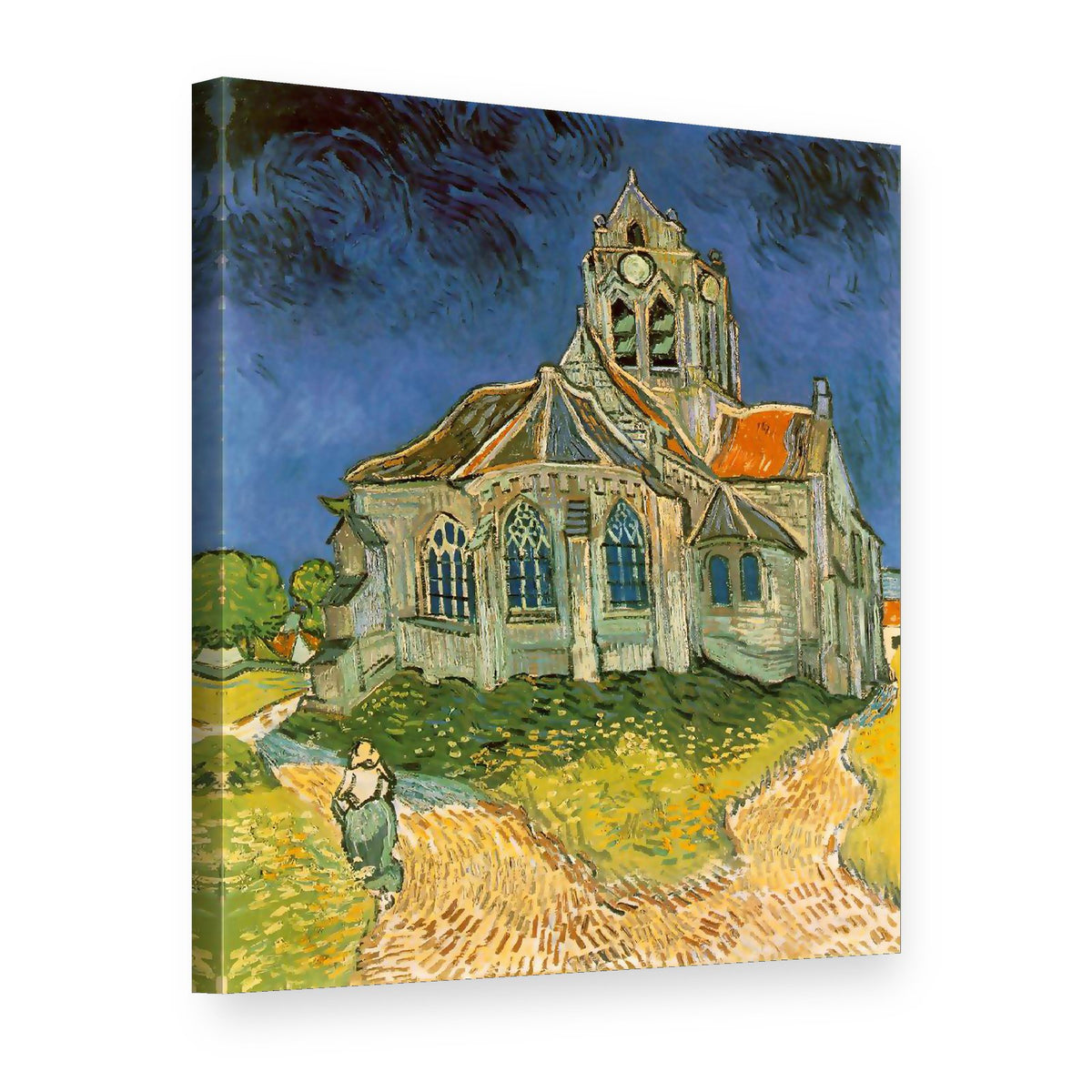 Tablou pe pânză Biserica din Auvers – Vincent van Gogh, vedere 3D