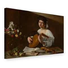Tablou pe pânză Cântărețul din lăută – Caravaggio, vedere 3D